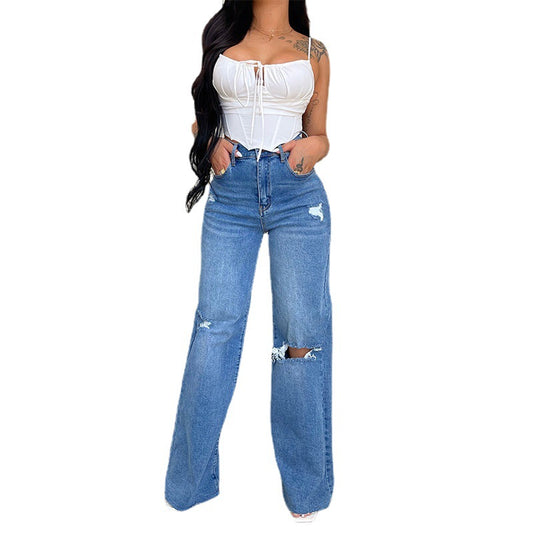 Wide Leg Denim Clothing Blue Jeans